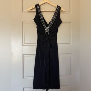 Y2K Rampage, Black Sequined Ruffle Dress (Early 2000’s)